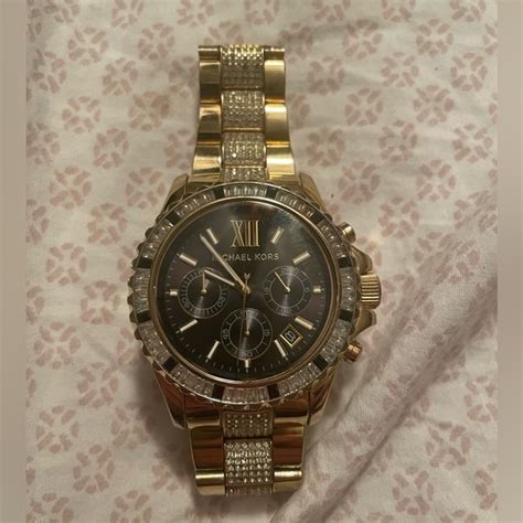 michael kors black watch with diamonds